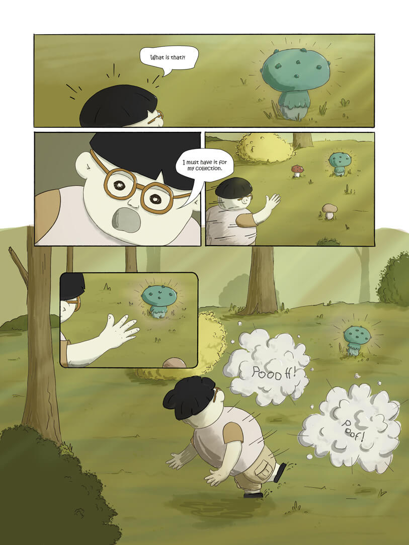 Page from short comic Mushroom hunt.