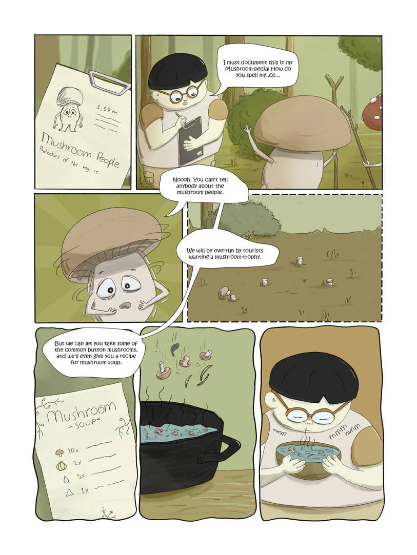 Page from short comic Mushroom hunt.